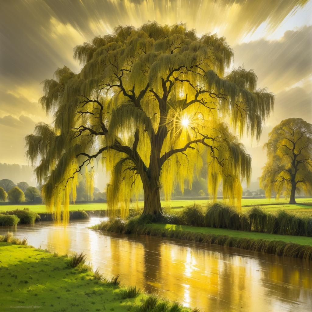 Willow Tree Landscape in Constable Style