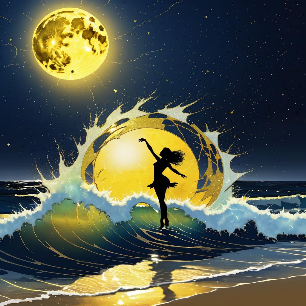 Dancing Silhouette on Starry Island