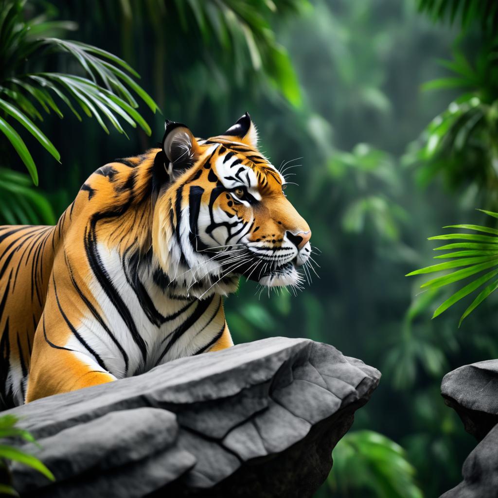 Hyper-Realistic Tiger in Jungle Photography