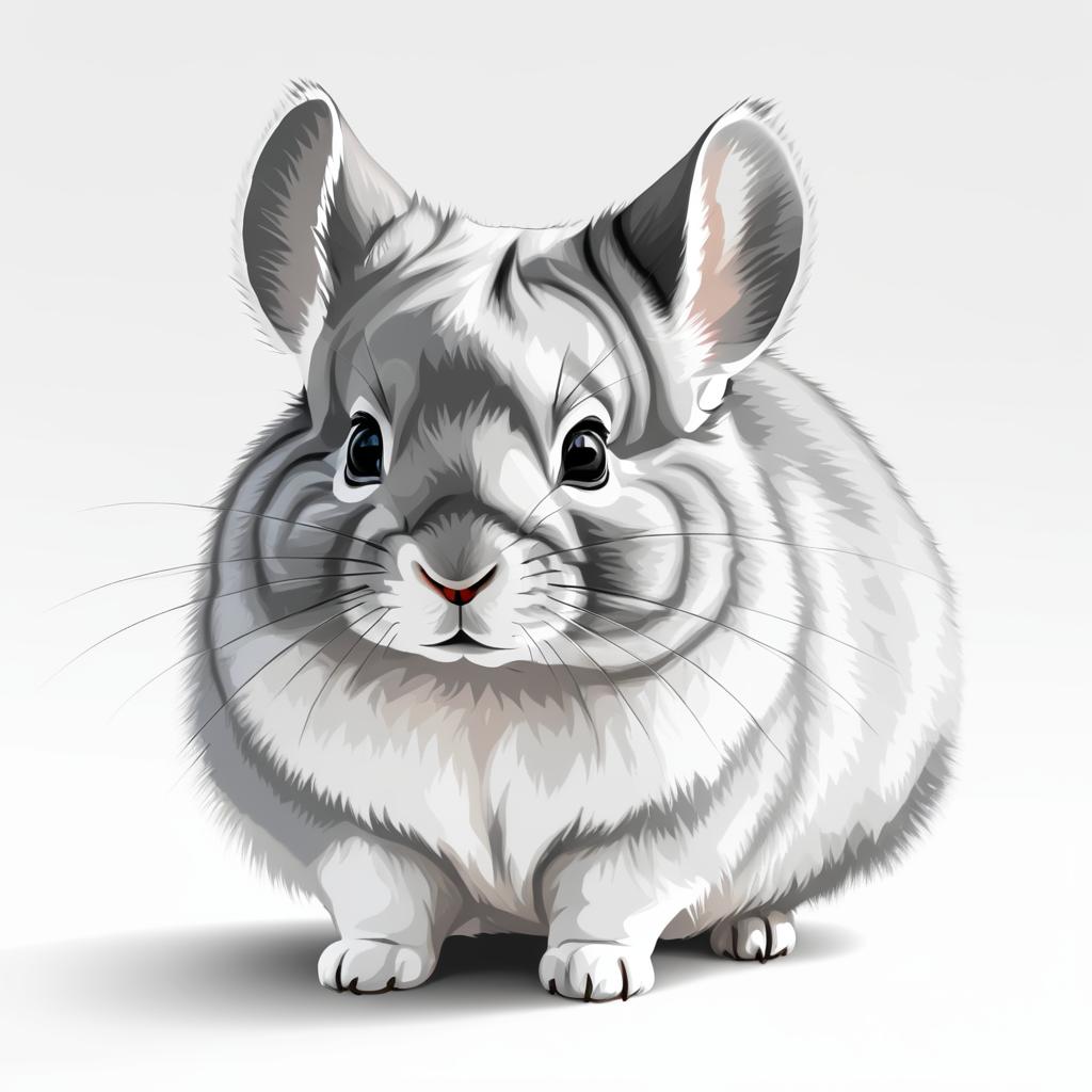 Realistic Chinchilla on Clean White Background