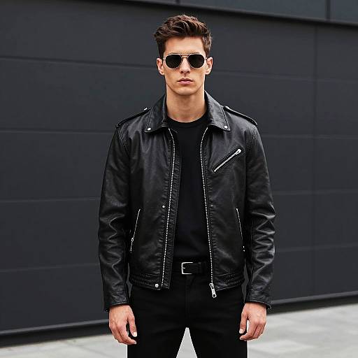 Stylish Urban Man in Leather Jacket