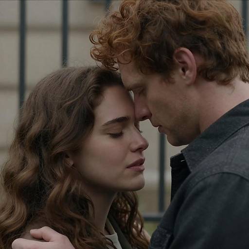 Intimate Close-Up of Embracing Couple