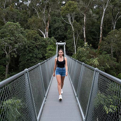 Confident Woman on Cantilever Bridge