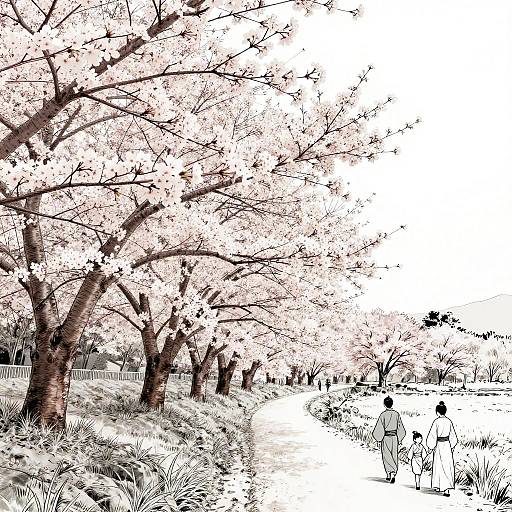 AI Manga Cherry Blossom Landscape