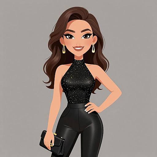 Glamorous Woman in Glittering Outfit