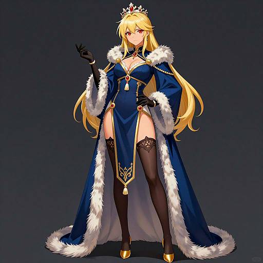 Regal Blonde Woman in Dark Elegance