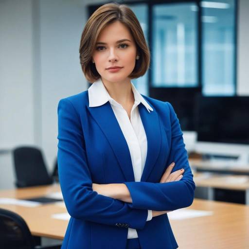 Photorealistic Office Lady in Blue Suit