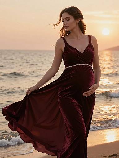 Golden Hour Velvet Maternity Gown