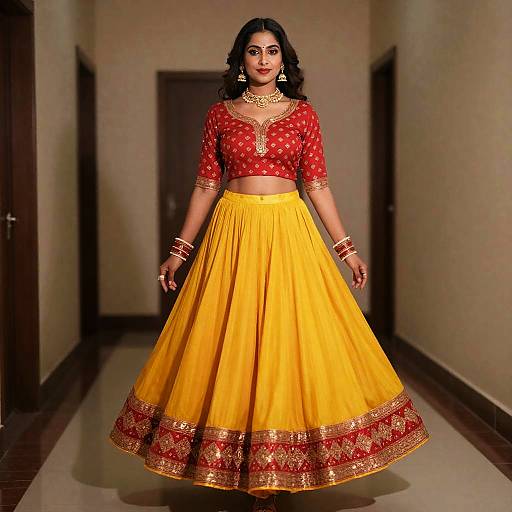 Kathak Dance Costume in Hallway