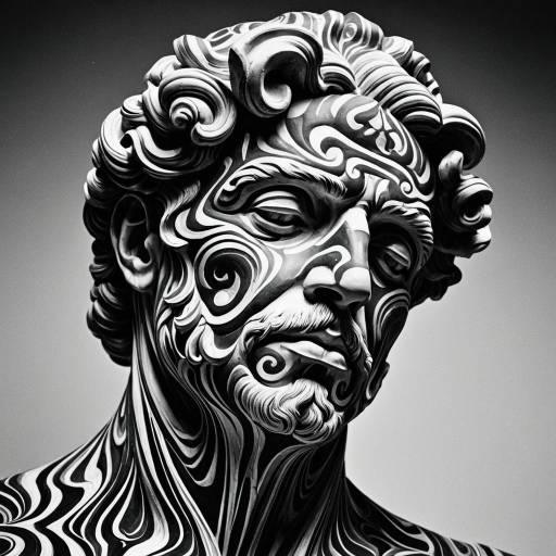 Classical Sculpture with Intricate Swirling Patterns