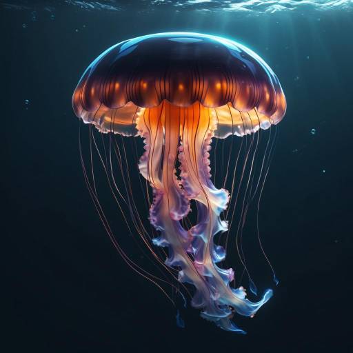 Translucent Jellyfish in Deep Ocean Art