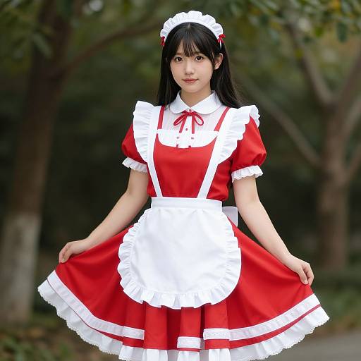 Classic Red and White Maid Outfit