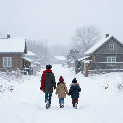 Snowy Morning Walk: Brother and Sister