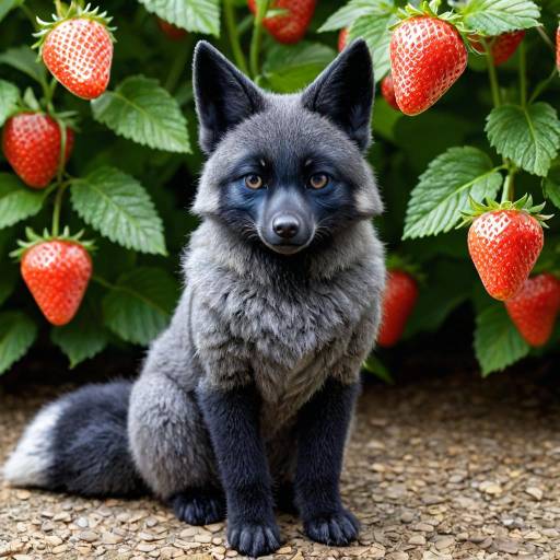 Petite Silver Fox on Giant Strawberry Petite Silver Fox on Giant Strawberry