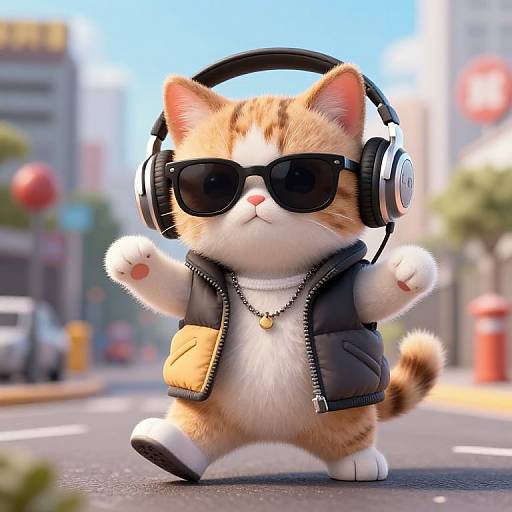 Gangsta Kitten Dancing in Urban Art