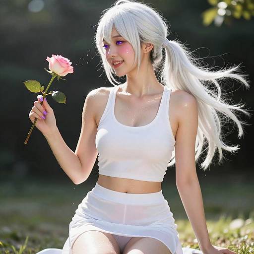 Blushing Athlete in Sunlit Sportswear