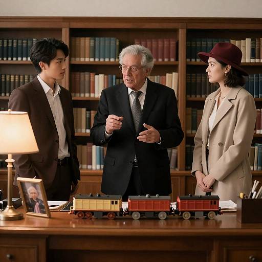 Intense Discussion in a Library Office