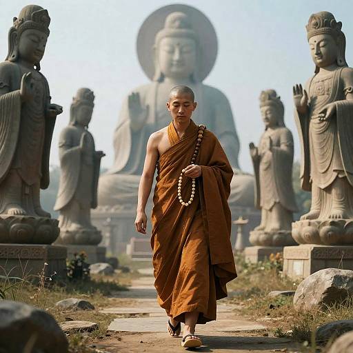 Celestial Monk in Mystical Landscape