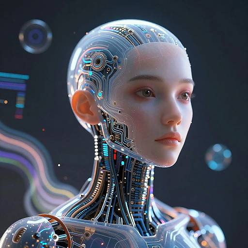 Futuristic Android Portrait with Circuitry