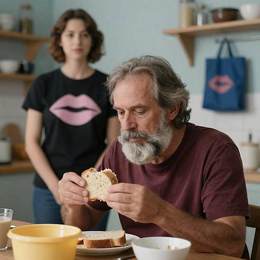 Intimate Dining Scene with Elderly Man