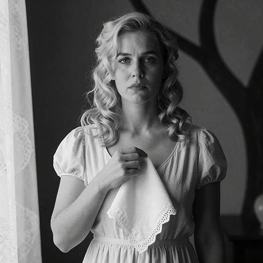 Elegant Blonde in Black and White Portrait