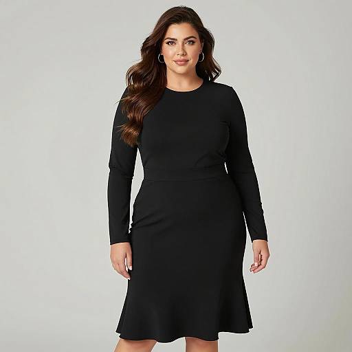Confident Plus-Size Woman in Black Dress