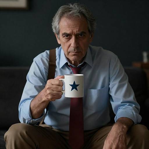 Intense Middle-Aged Man in Dim Light