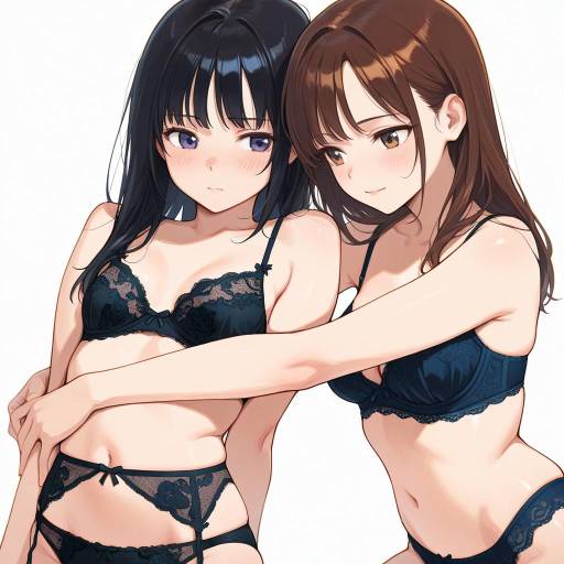 Elegant Embrace of Two Young Women