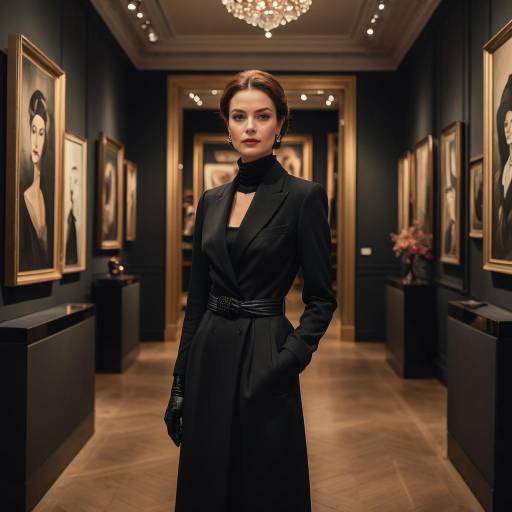 Elegant Woman at Stylish Gallery Exhibit