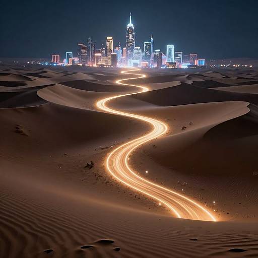 Cyberpunk Night Desert Landscape