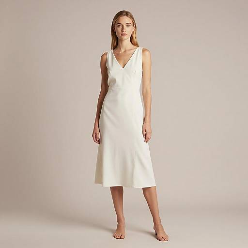 Elegant Young Woman in Cream Dress