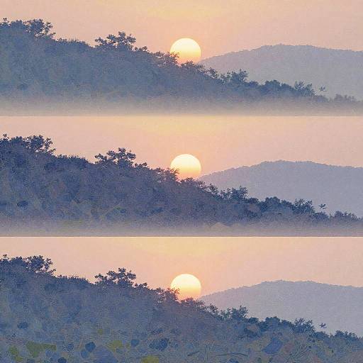 Layered Silhouette Landscape at Sunrise