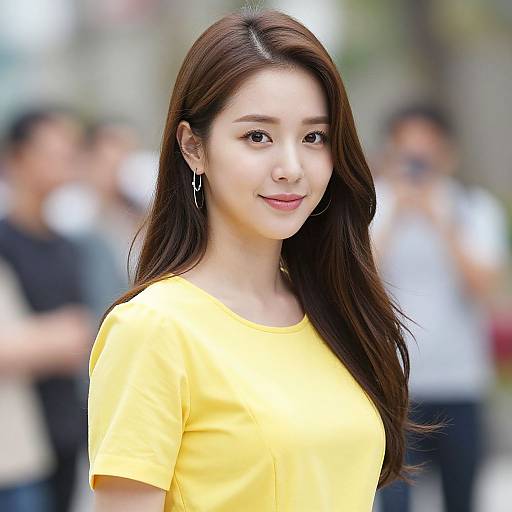 Realistic Portrait of Woman in Yellow Dress