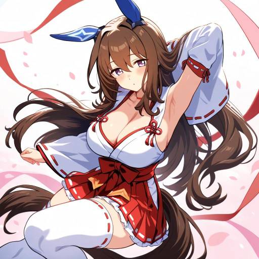 Elegant Horse Girl in Japanese Attire