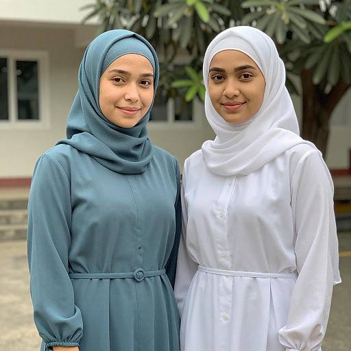 Portrait of Two Women in Hijabs