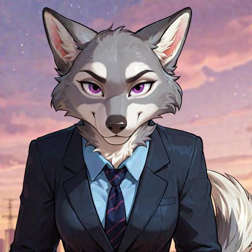 Expressive 80s Styled Female Wolf Fursona