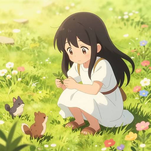 Anime Loli with Woodland Creatures