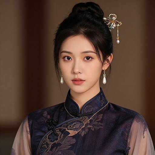 Realistic Portrait of Asian Girl in Costume