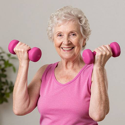 Elderly Woman Exercising with Dumbbells