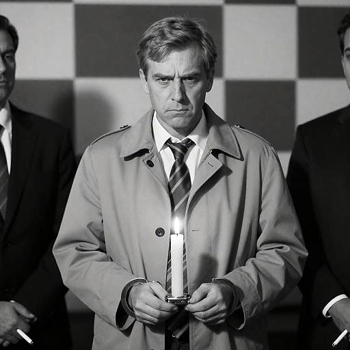 Man Holding Candle in Handcuffs