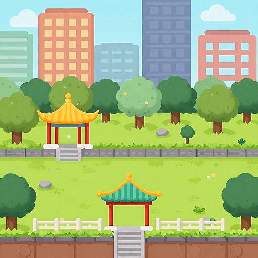 Dynamic Beijing Park 2D Platformer Sprites