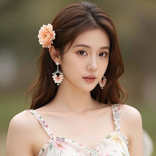 Realistic Floral Costume Portrait