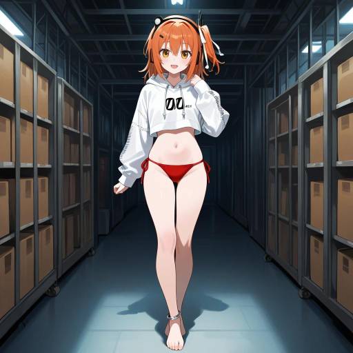 Anime Girl in Warehouse Corridor