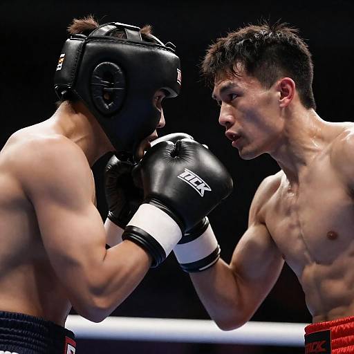 Intense Boxing Face-off Between Two Fighters
