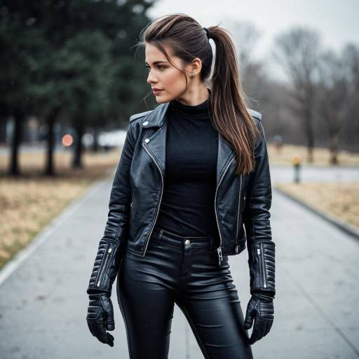Stylish Solo Girl in Leather Outfit
