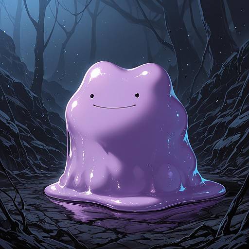Illustration of Ditto, pokemon in the style of Gegeron