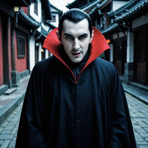 Man in Dracula Costume on Street