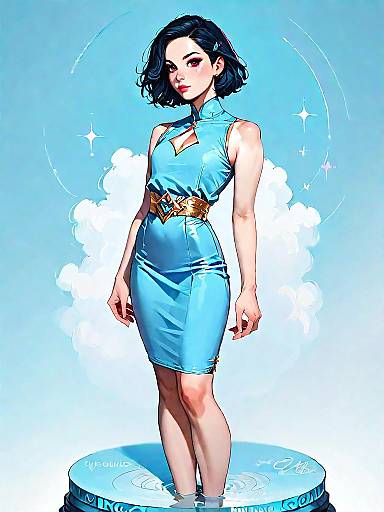 Stylish Woman in Royal Blue Dress