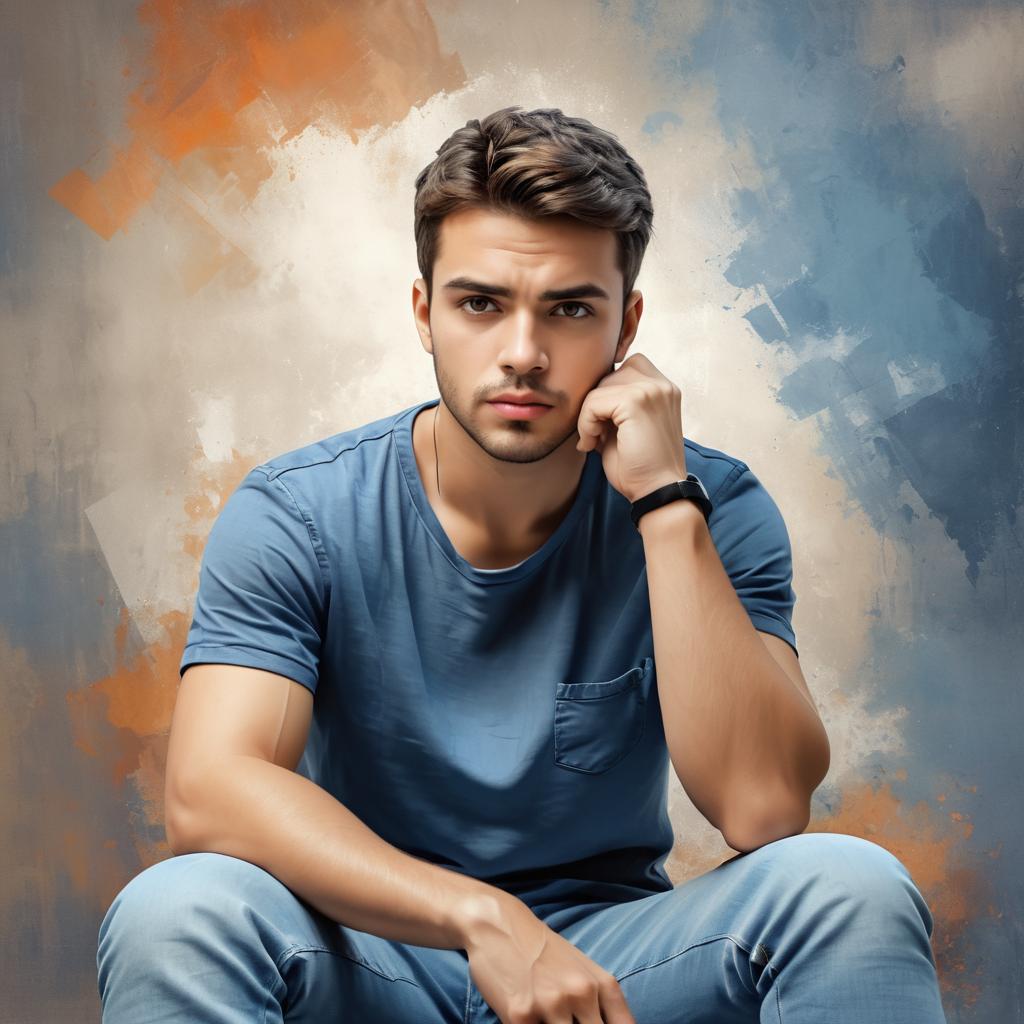 Stoic Young Man Digital Portrait