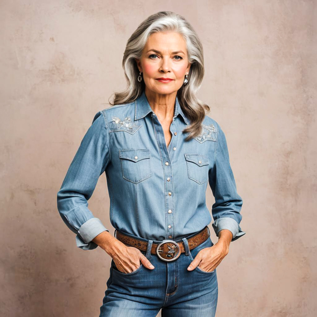 Charming Western Chic Older Woman